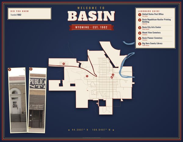 Basin Map Placemat artwork detail