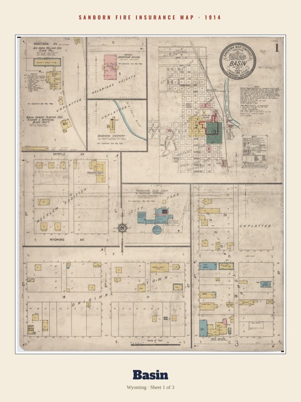 Basin Sanborn Map Print artwork detail