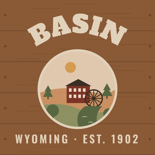 Basin Hometown Wood Sign artwork detail