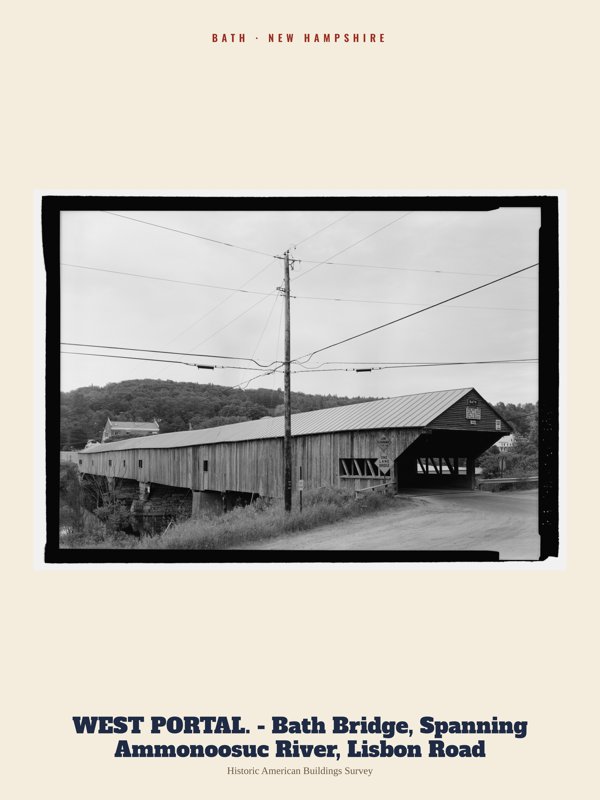 Bath WEST PORTAL. - Bath Bridge, Spanning Ammonoosuc River, Lisbon Road Archive Print artwork detail