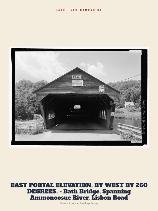 Bath EAST PORTAL ELEVATION, BY WEST BY 260 DEGREES. - Bath Bridge, Spanning Ammonoosuc River, Lisbon Road Archive Print artwork detail