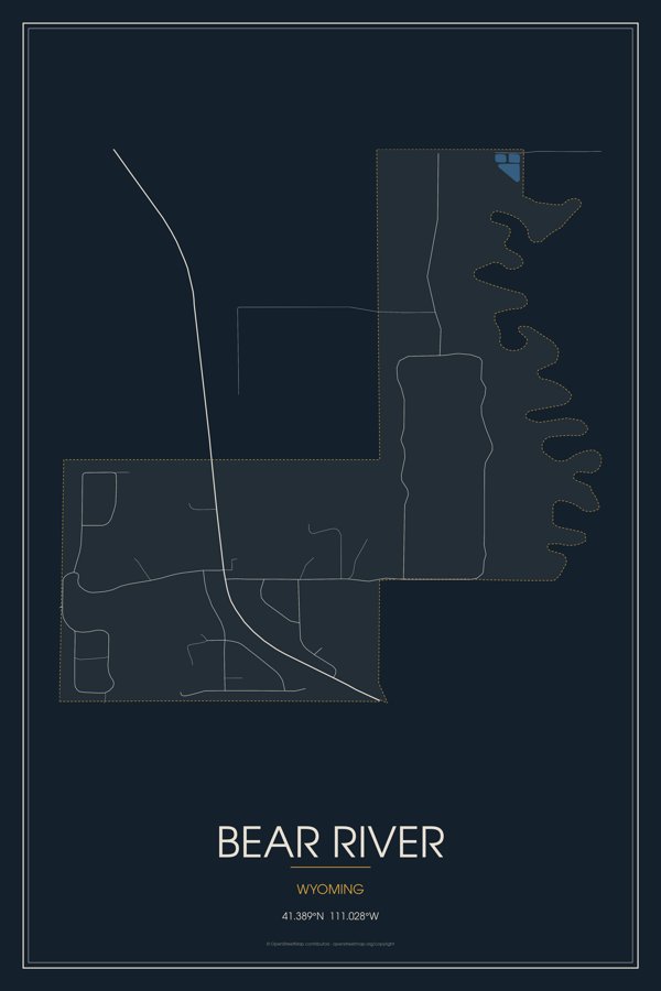 Bear River Street Map Throw Blanket artwork detail