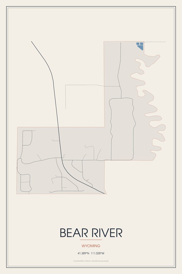 Bear River Street Map Poster · Linen artwork detail