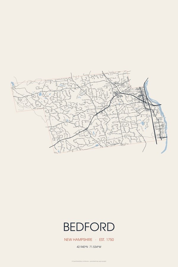 Bedford Street Map Poster · Linen artwork detail