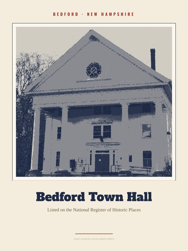 Bedford Bedford Town Hall Landmark Print artwork detail