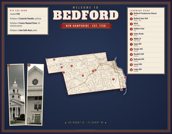 Bedford Map Placemat artwork detail