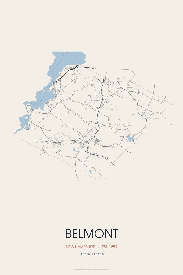 Belmont Street Map Poster · Linen artwork detail