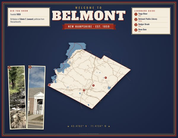 Belmont Map Placemat artwork detail