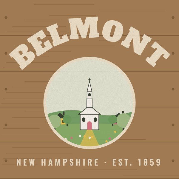 Belmont Hometown Wood Sign artwork detail