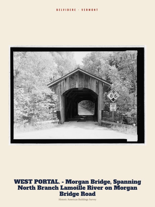 Belvidere WEST PORTAL. - Morgan Bridge, Spanning North Branch Lamoille River on Morgan Bridge Road Archive Print artwork detail