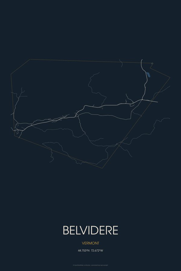 Belvidere Street Map Poster · Midnight artwork detail