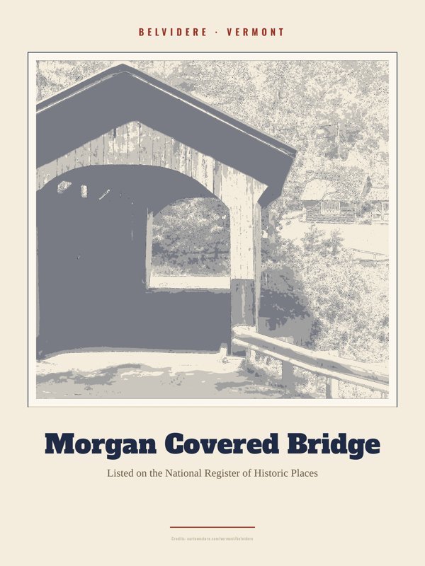 Belvidere Morgan Covered Bridge Landmark Print artwork detail