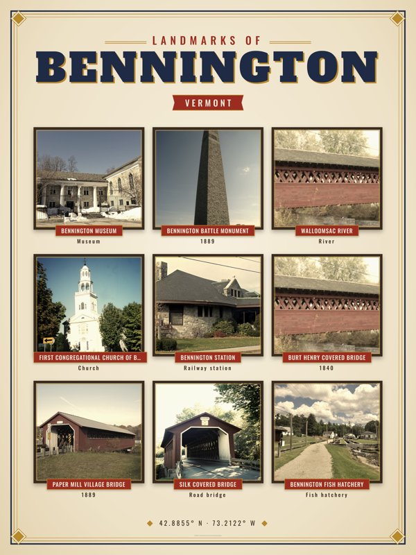 Bennington Landmarks Photo Poster artwork detail