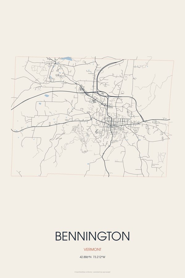 Bennington Street Map Poster · Linen artwork detail