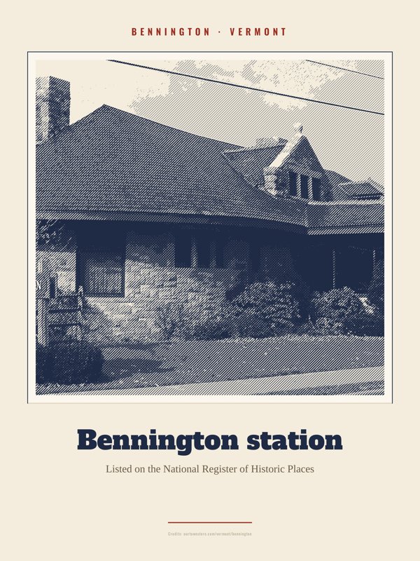 Bennington Bennington station Landmark Print artwork detail