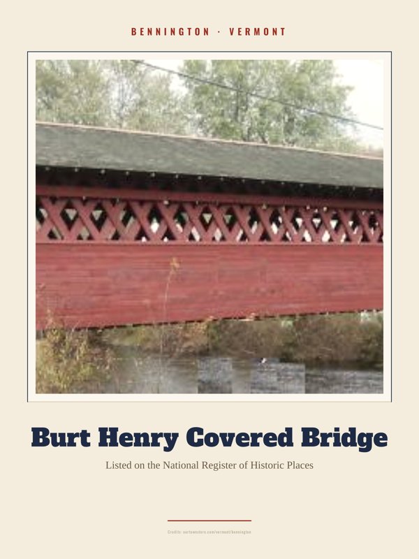 Bennington Burt Henry Covered Bridge Landmark Print artwork detail