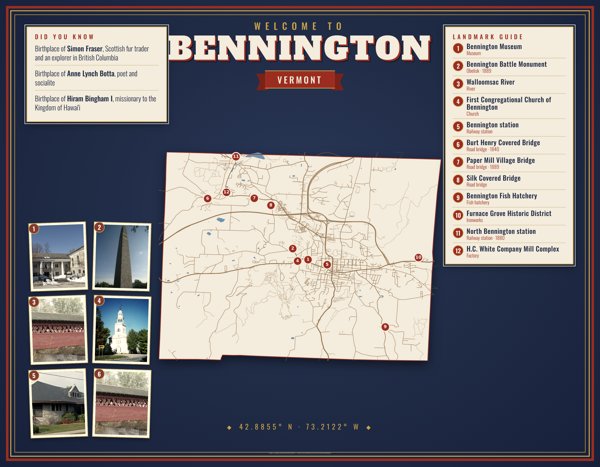Bennington Map Placemat artwork detail