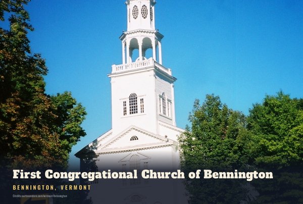 Bennington First Congregational Church of Bennington Postcard artwork detail