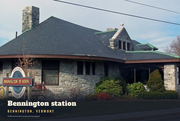Bennington Bennington station Postcard artwork detail