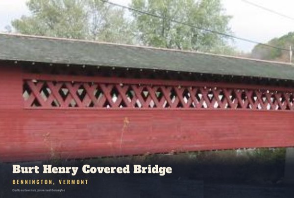 Bennington Burt Henry Covered Bridge Postcard artwork detail