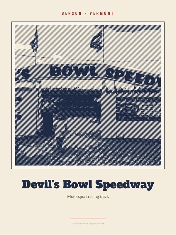 Benson Devil's Bowl Speedway Landmark Print artwork detail