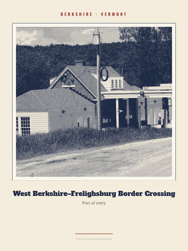 Berkshire West Berkshire–Frelighsburg Border Crossing Landmark Print artwork detail