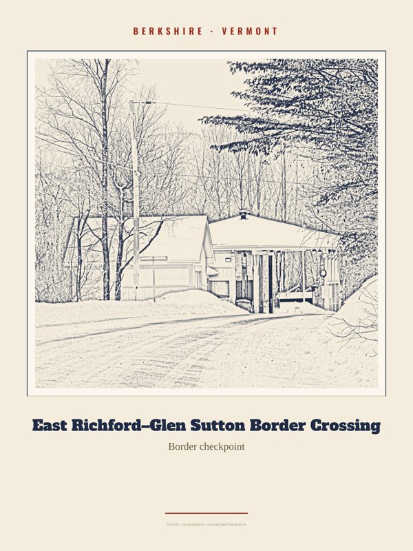 Berkshire East Richford–Glen Sutton Border Crossing Landmark Print artwork detail