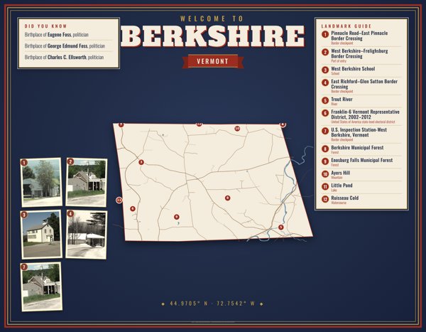 Berkshire Map Placemat artwork detail