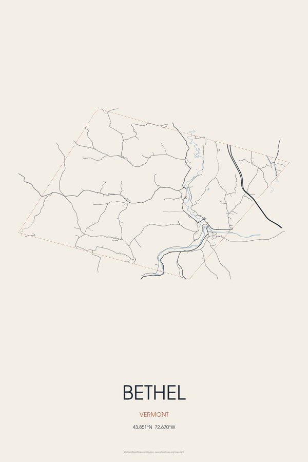 Bethel Street Map Poster · Linen artwork detail