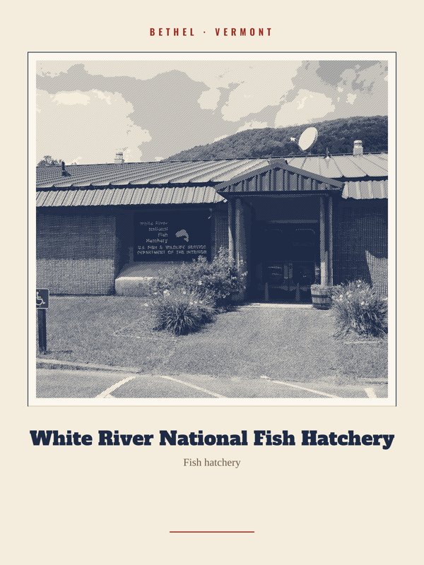 Bethel White River National Fish Hatchery Landmark Print artwork detail