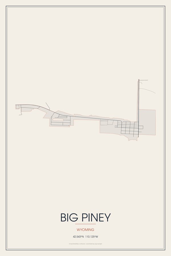 Big Piney Street Map Poster · Linen artwork detail