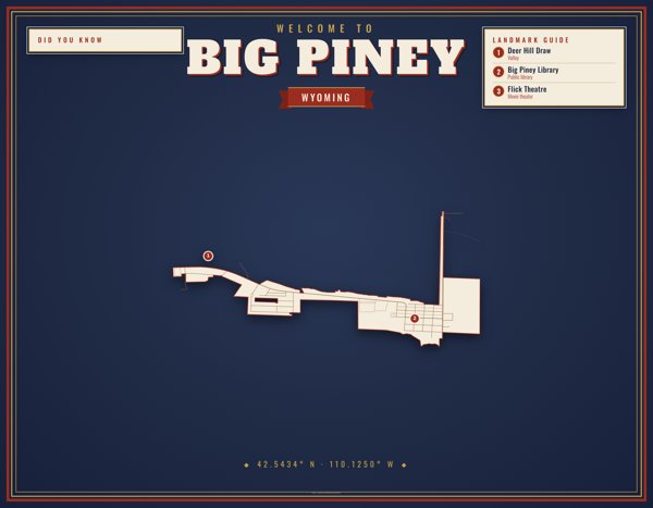 Big Piney Map Placemat artwork detail