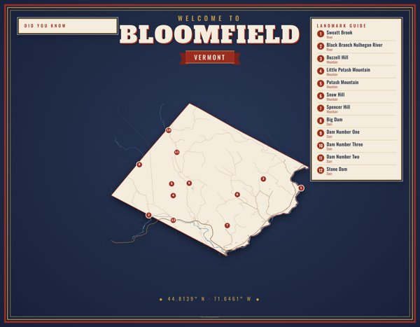 Bloomfield Map Placemat artwork detail