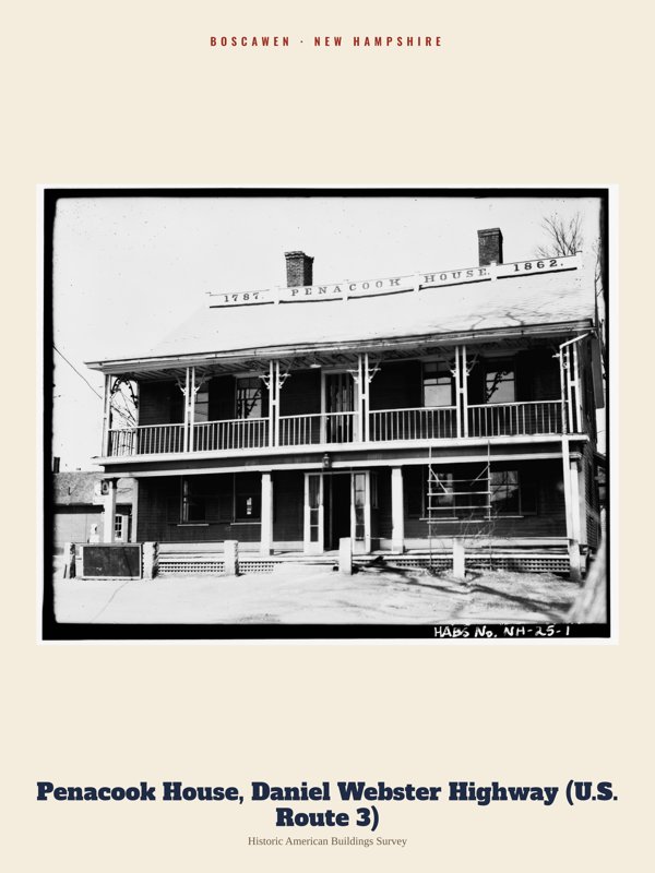 Boscawen Penacook House, Daniel Webster Highway (U.S. Route 3) Archive Print artwork detail
