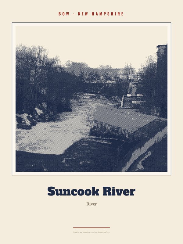 Bow Suncook River Landmark Print artwork detail