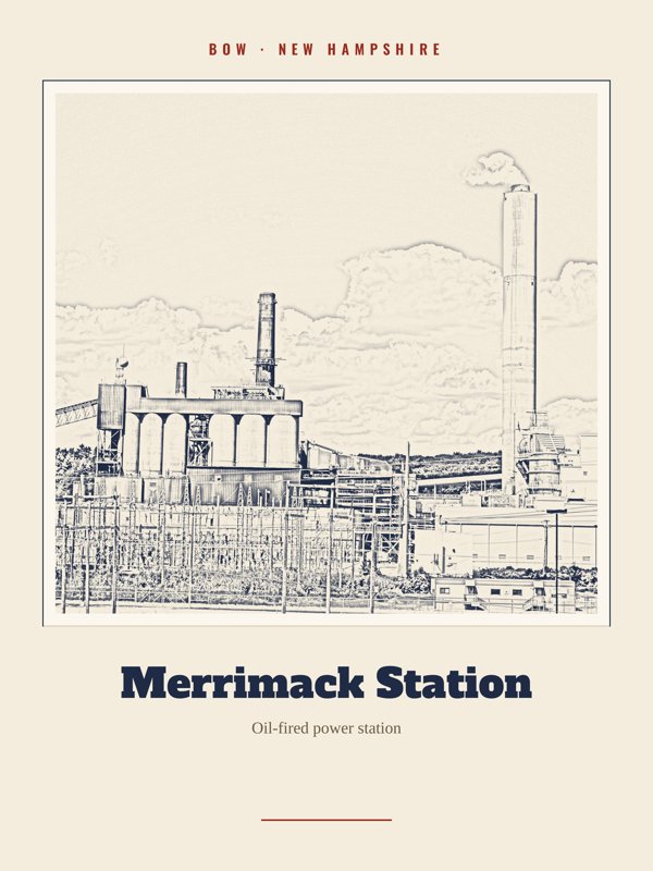 Bow Merrimack Station Landmark Print artwork detail