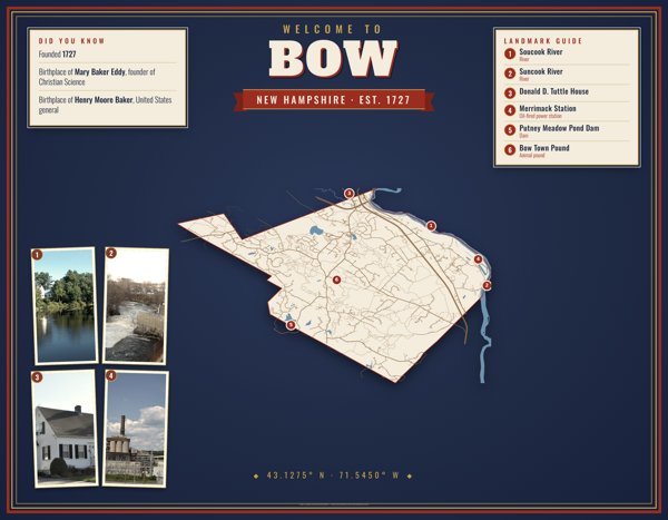 Bow Map Placemat artwork detail