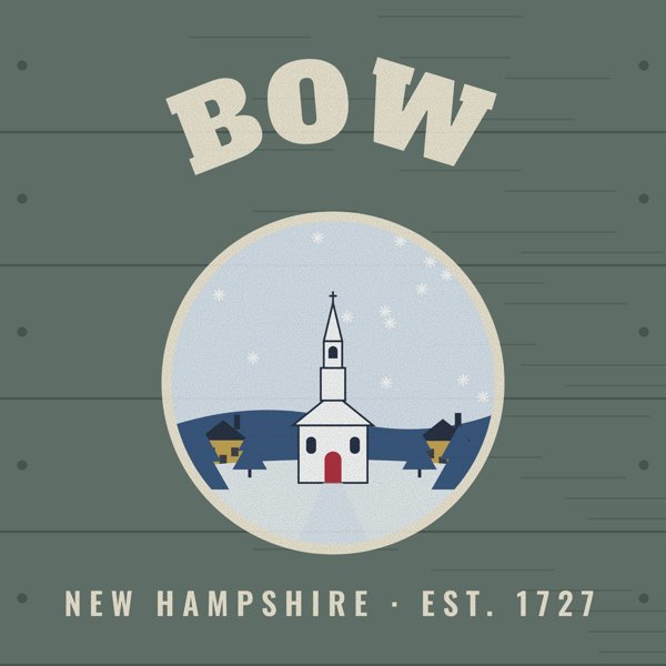 Bow Hometown Wood Sign artwork detail