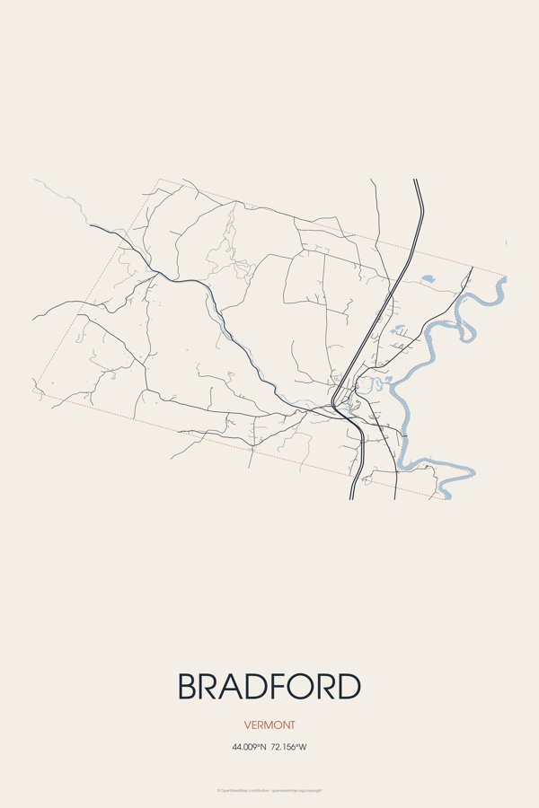 Bradford Street Map Poster · Linen artwork detail