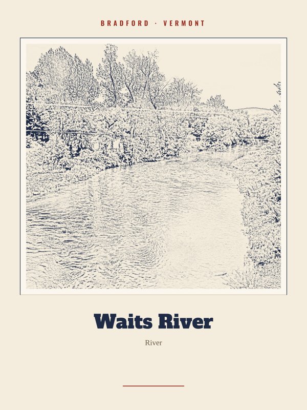 Bradford Waits River Landmark Print artwork detail