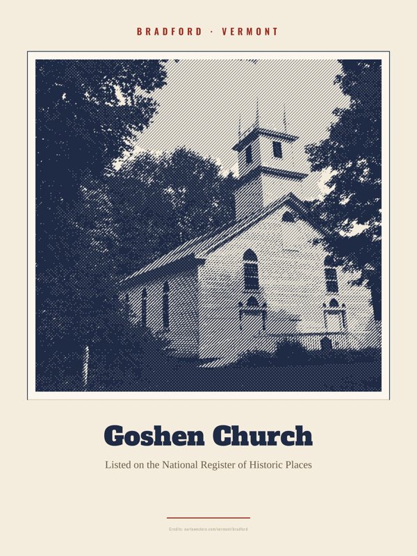 Bradford Goshen Church Landmark Print artwork detail