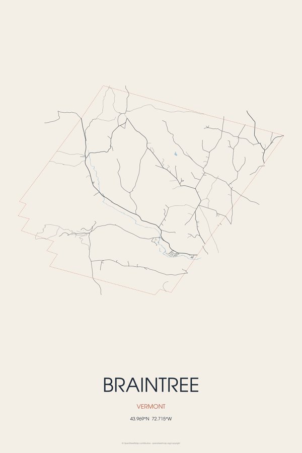 Braintree Street Map Poster · Linen artwork detail