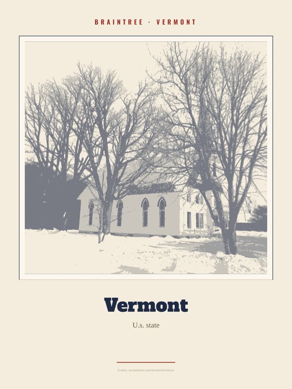 Braintree Vermont Landmark Print artwork detail