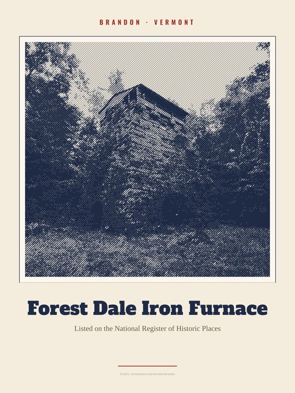 Brandon Forest Dale Iron Furnace Landmark Print artwork detail