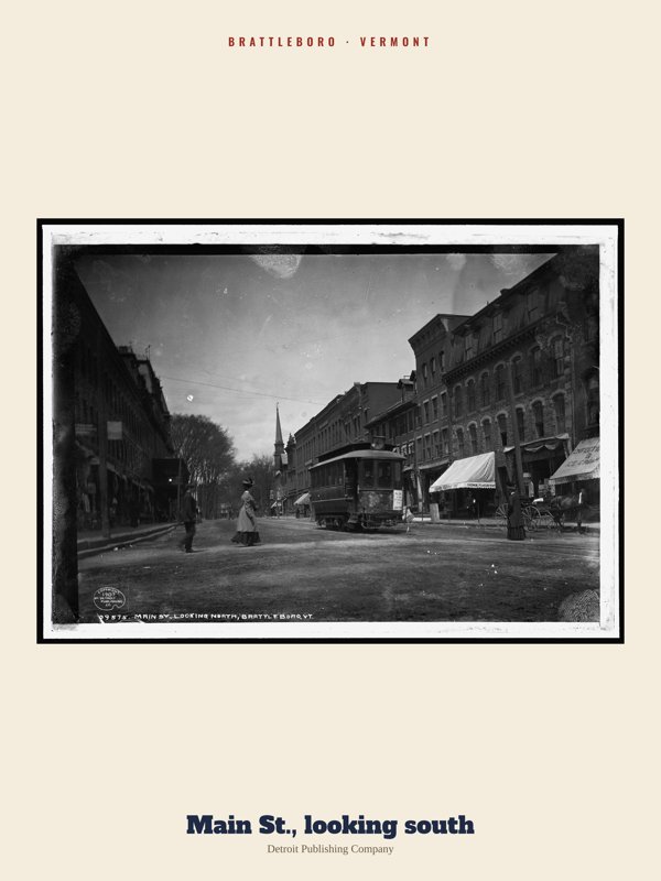 Brattleboro Main St., looking south Archive Print artwork detail