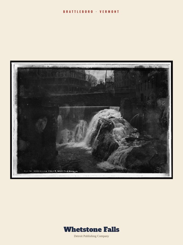 Brattleboro Whetstone Falls Archive Print artwork detail