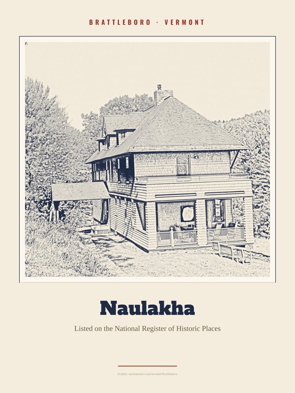Brattleboro Naulakha Landmark Print artwork detail