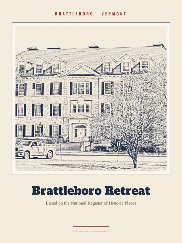 Brattleboro Brattleboro Retreat Landmark Print artwork detail