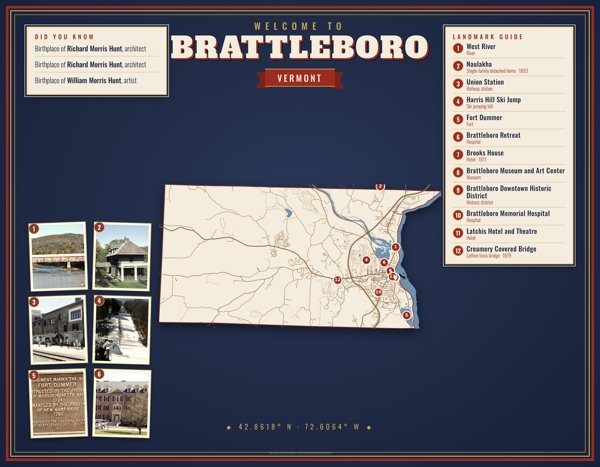 Brattleboro Map Placemat artwork detail