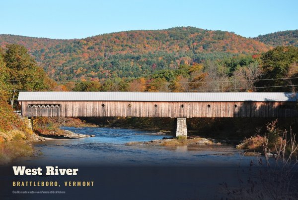 Brattleboro West River Postcard artwork detail